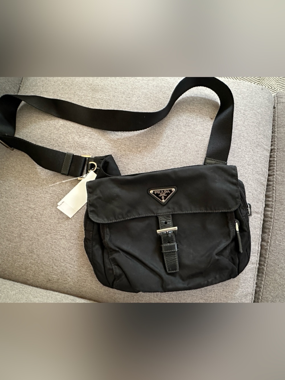 Prada Black Nylon Belt Bag with Silver Hardware